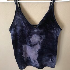 Velvet blue tie dye tank top